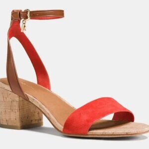 COACH THOMPSON SUEDE CALF CARMINE SADDLE SANDALS  size 5